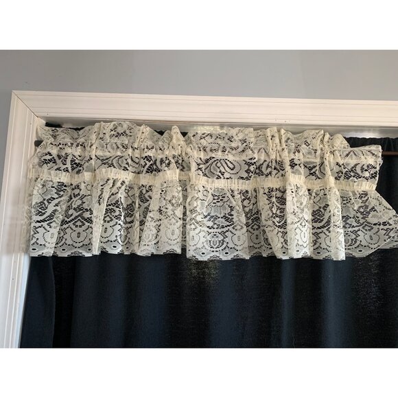 Delicately Knitted Lace Valance Floral Jacquard Tier Dorothy Style 54x12 Eggshel - Picture 1 of 7